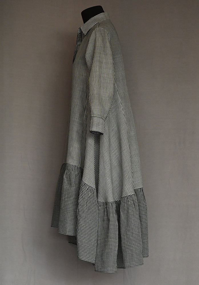 Amrich  Dress Handwoven Silk Cotton Checks & Stripes - Shop Cult Modern