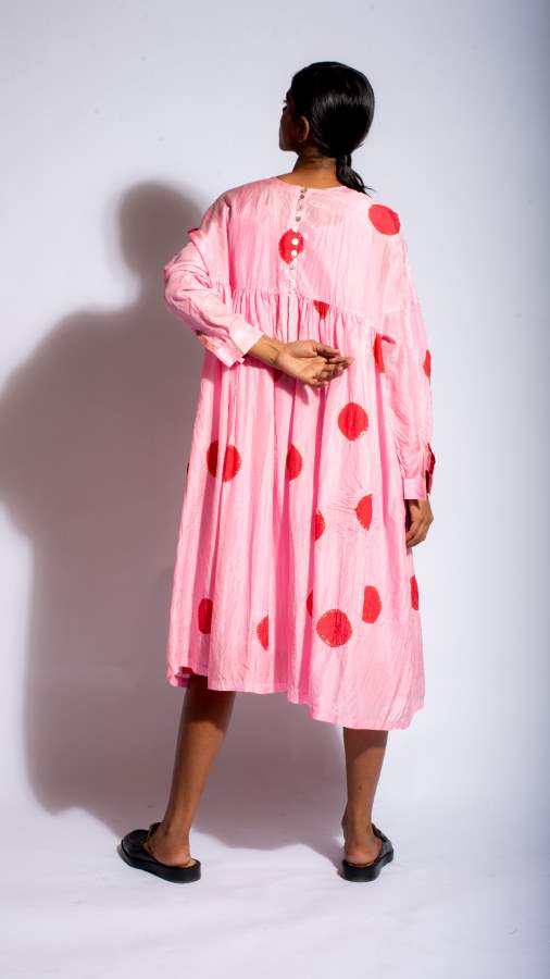 Studio Medium   I   Silk Tie-Dye Polka Dress Pink Red - Shop Cult Modern