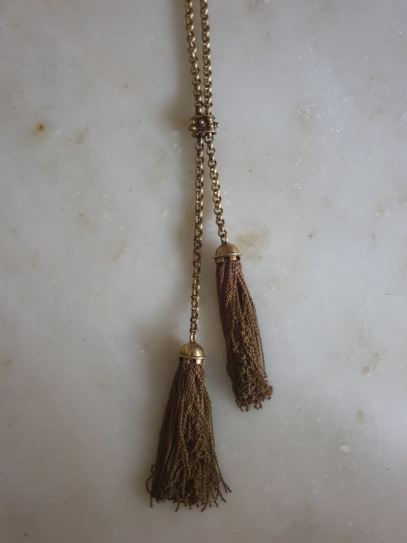 Chicory Chai   I   Laya Toggle chain  chain Necklace with double tassels   -  Recycled and Upcycled Brass Jewelry - Shop Cult Modern