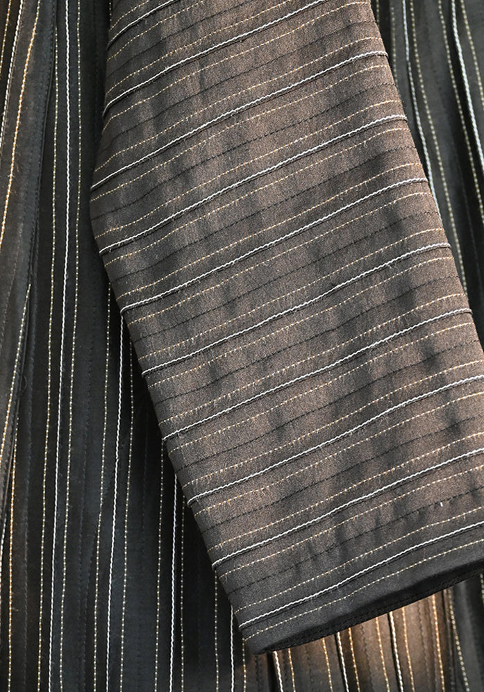 Amrich  Handwoven Silk Cotton Blend Pintuck & Stitch Texture Overlay Jacket - Shop Cult Modern