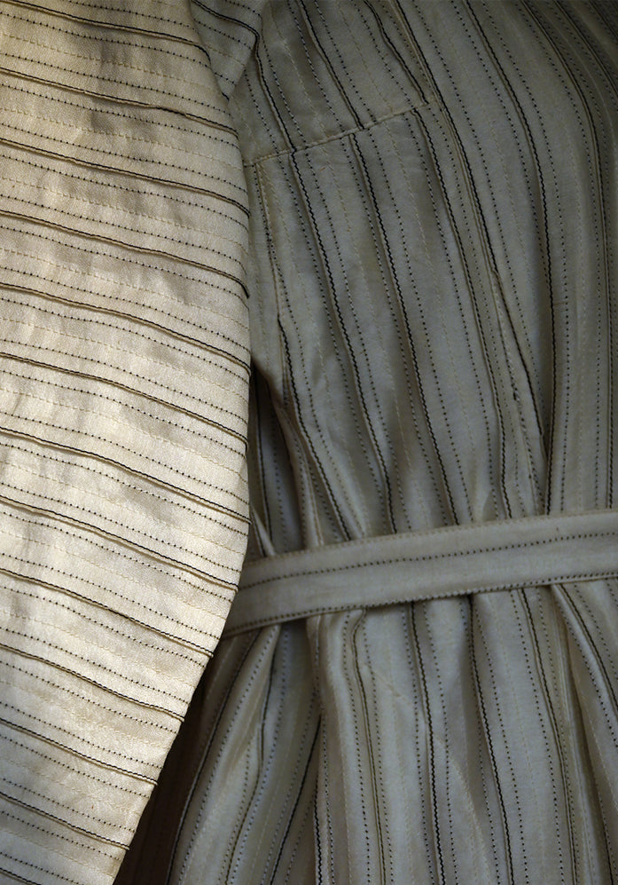 Amrich  Handwoven Silk Cotton Blend Pintuck & Stitch Texture Overlay Jacket - Shop Cult Modern