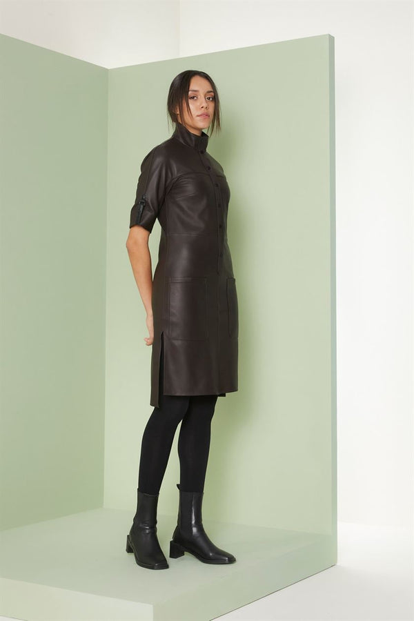 Perona   I   Womens-Outerweareather Dress-Nala-Pma-Fv21-7917-Dark Brown  AS7900 - Shop Cult Modern