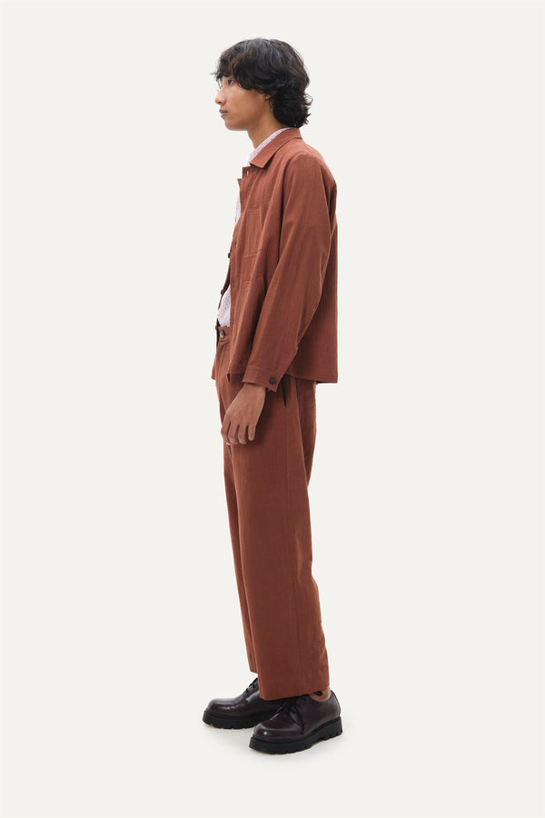 Naushad Ali I Patch it up,Button,down shirt Signature Spring Summer 2022 Crushed cotton Toffee Brown NA SS22 M06T - Shop Cult Modern