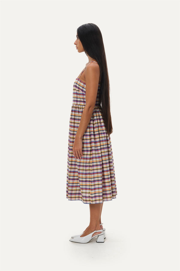 Naushad Ali   I   Midi dressMadras Checks Signature Spring Summer 2048 Multicolour Handwoven Silk Cotton NA SS22 W18 - Shop Cult Modern