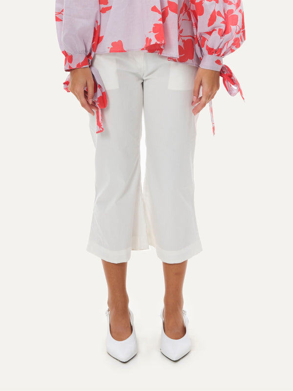 Naushad Ali   I   Cropped pantsWhite Signature Spring Summer 2051 White Poplin NA SS22 W20P - Shop Cult Modern