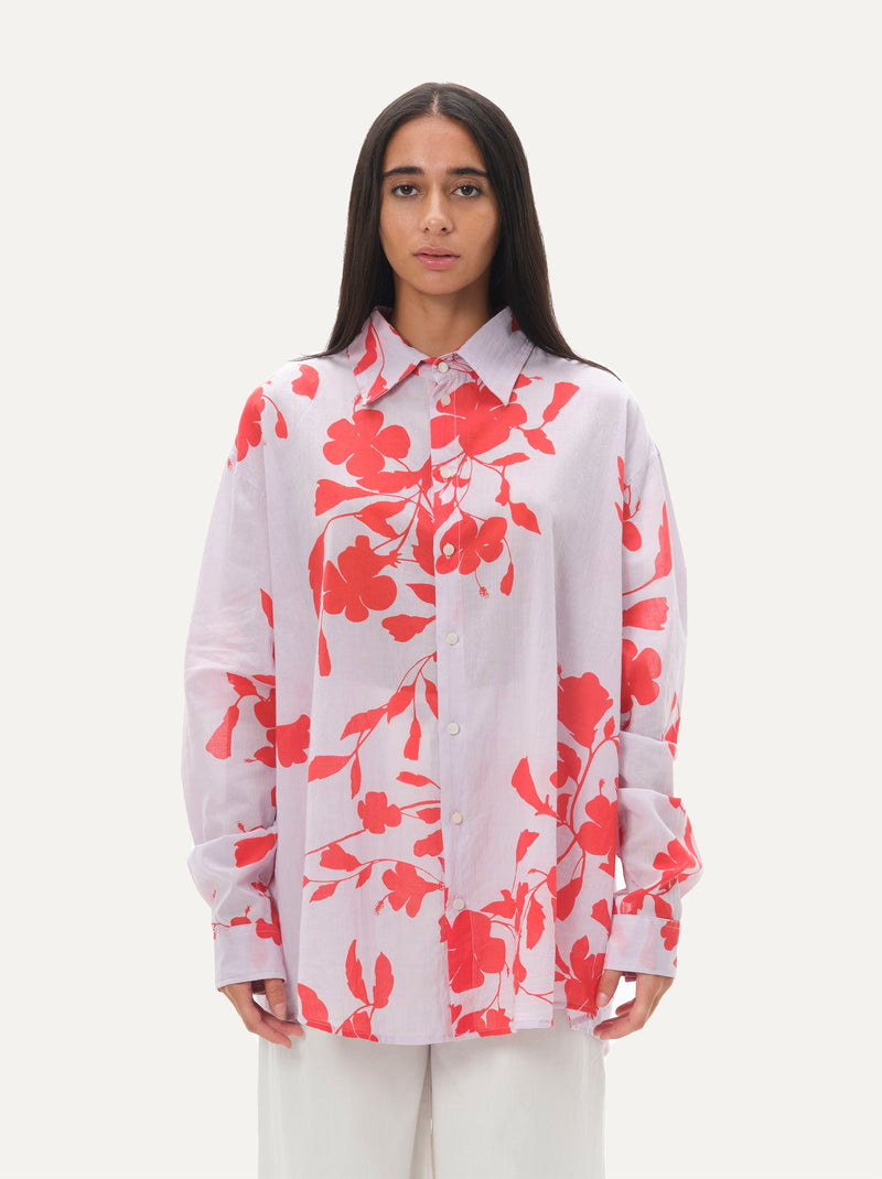 Naushad Ali   I   Button-down shirtHibiscus Signature Spring Summer 2052 Lilac 100% cotton voile NA SS22 W21T - Shop Cult Modern
