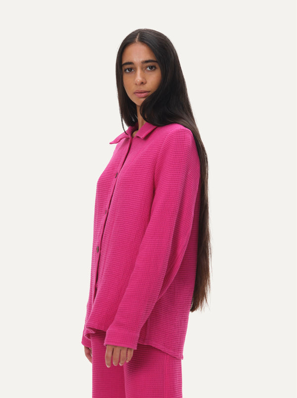 Naushad Ali   I   Waffle shirtPink Signature Spring Summer 2059 Pink Handwoven cotton
 NA SS22 W26T - Shop Cult Modern