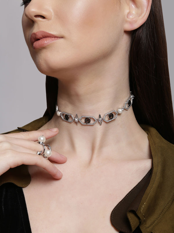 Outhouse   I    OH Celeste Abaco Street Sirius Embellished Choker Silver New OHAW19CH061 - Shop Cult Modern