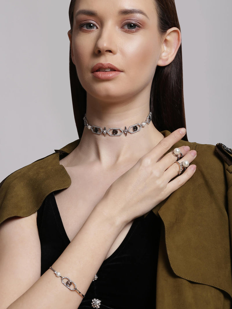 Outhouse   I    OH Celeste Abaco Street Sirius Embellished Choker Silver New OHAW19CH061 - Shop Cult Modern