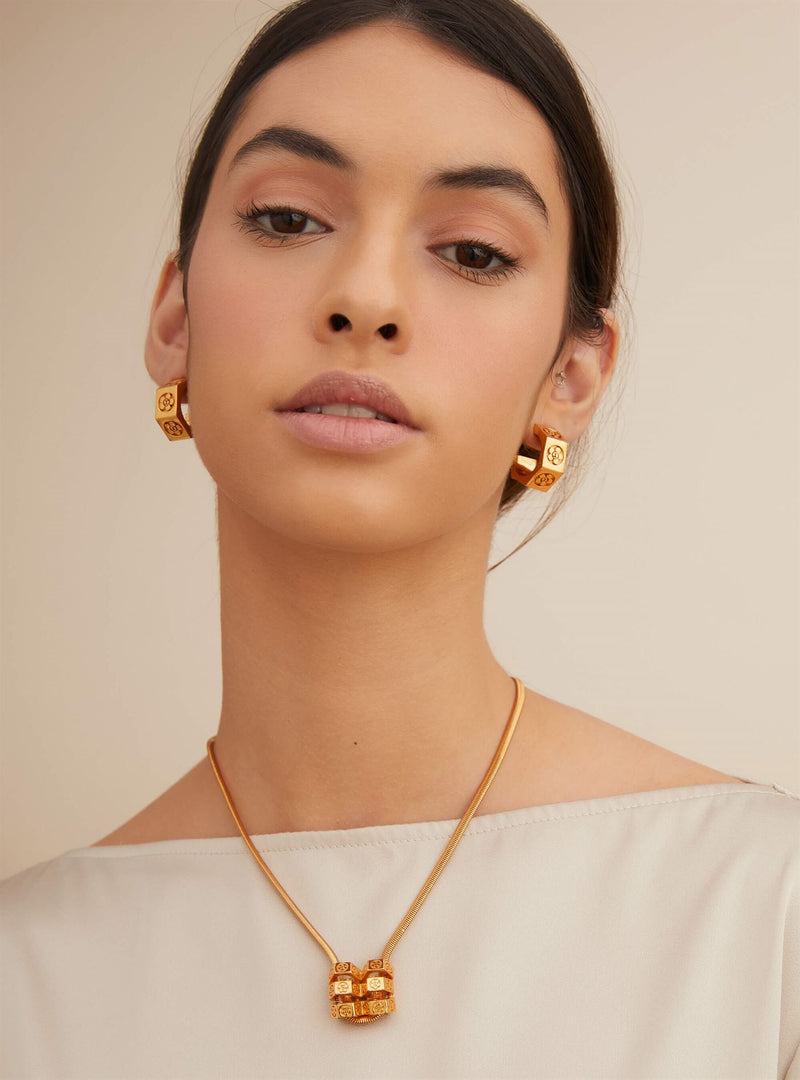Outhouse   I   Oh Poppi Amsterdam Avenue Bolt Mini Hoops Brass, Gold Accessories OHAW21EA071 - Shop Cult Modern
