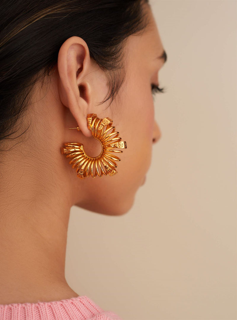 Outhouse   I   Oh Poppi Lower East Spring Hoop Earrings Brass, Gold Accessories OHAW21EA081 - Shop Cult Modern