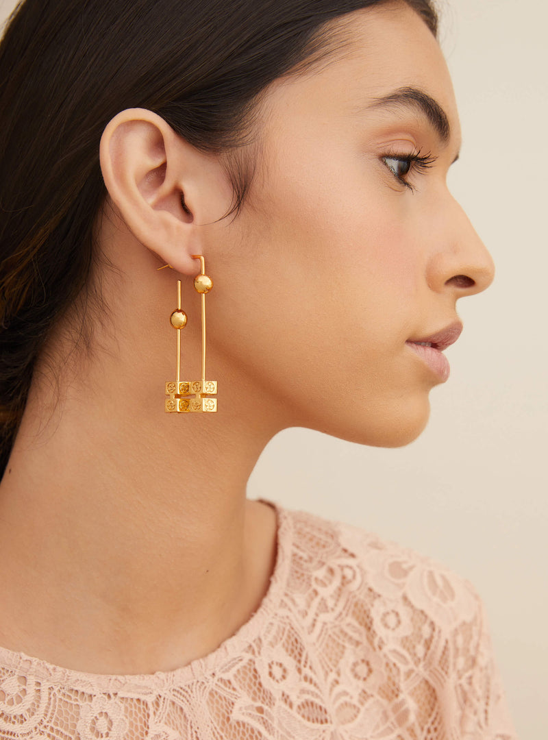 Outhouse   I   Oh Poppi Orchard Street Bolt Drop Hoops Brass, Gold Accessories OHAW21EA091 - Shop Cult Modern