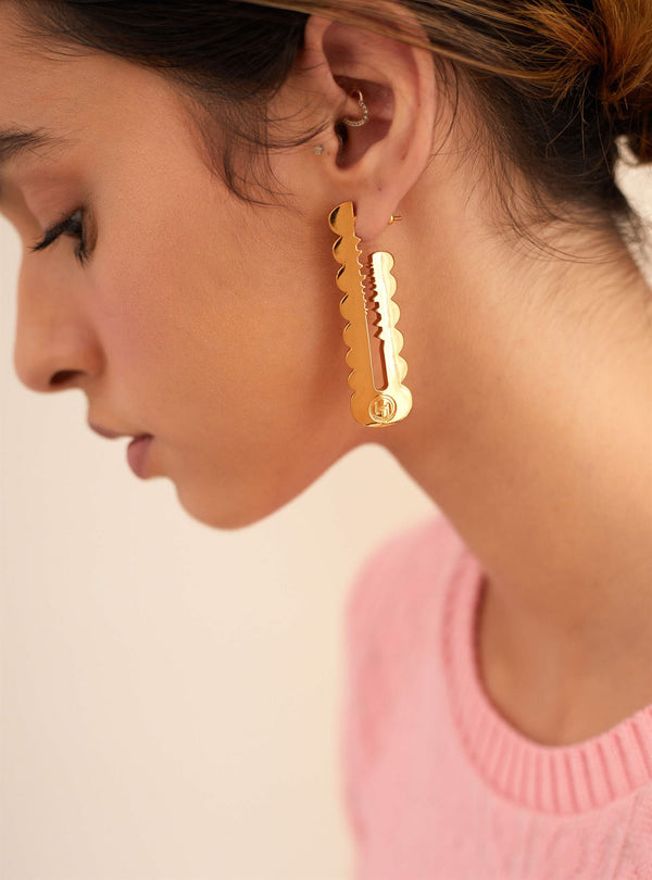 Outhouse   I   OH Epee Melrose Avenue Maxi Earrings Brass Gold Accessories  OHAW21EA502 - Shop Cult Modern