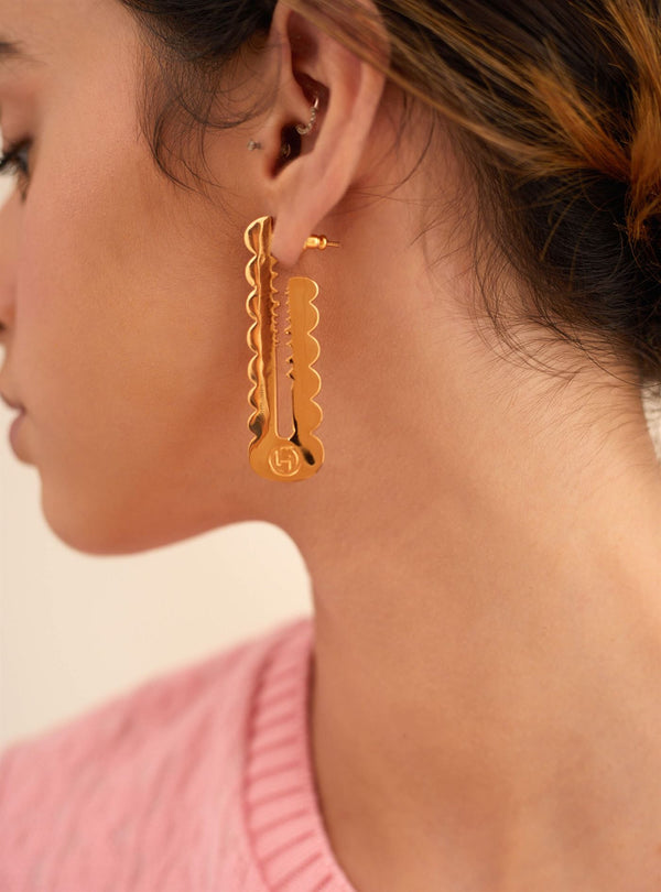 Outhouse   I   OH Epee Melrose Avenue Maxi Earrings Brass Gold Accessories  OHAW21EA502 - Shop Cult Modern