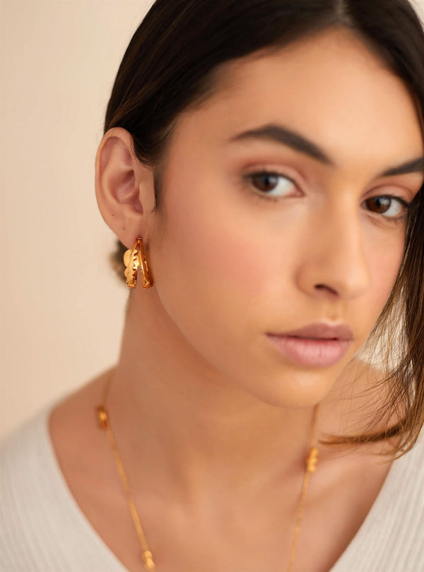 Outhouse   I   OH Westfield Century Acuti Hoop Earrings Brass Gold Accessories  OHAW21EA701 - Shop Cult Modern