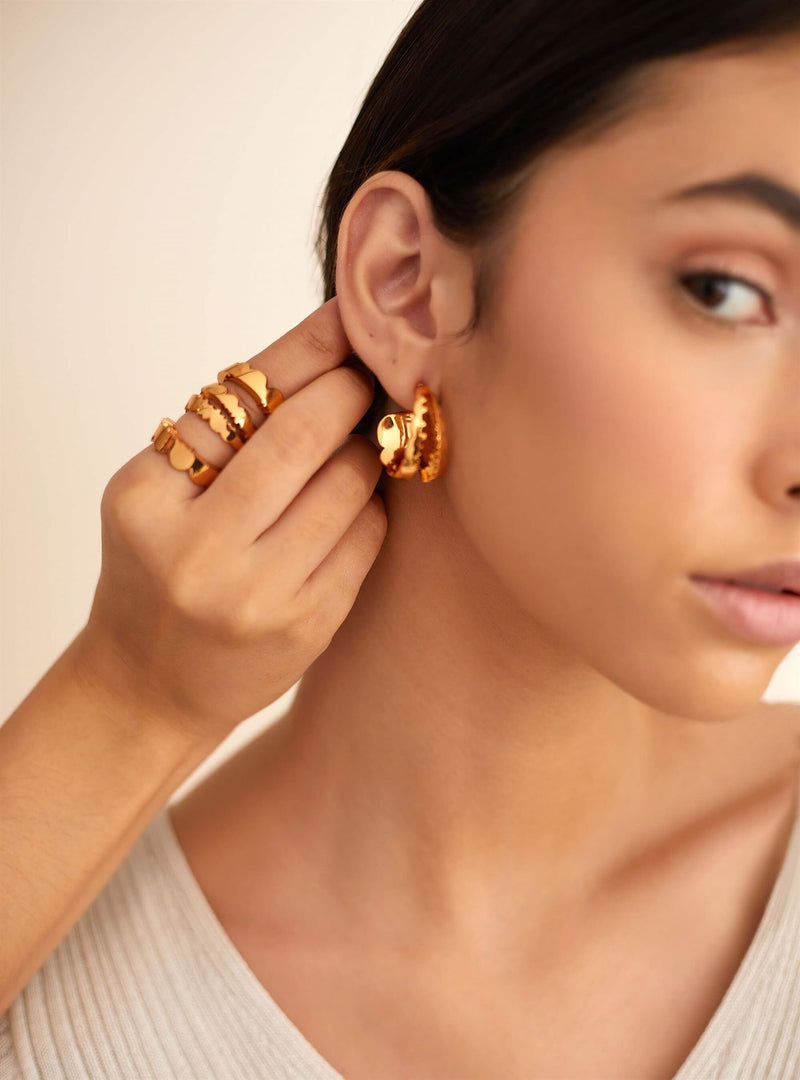Outhouse   I   OH Westfield Century Acuti Hoop Earrings Brass Gold Accessories  OHAW21EA701 - Shop Cult Modern