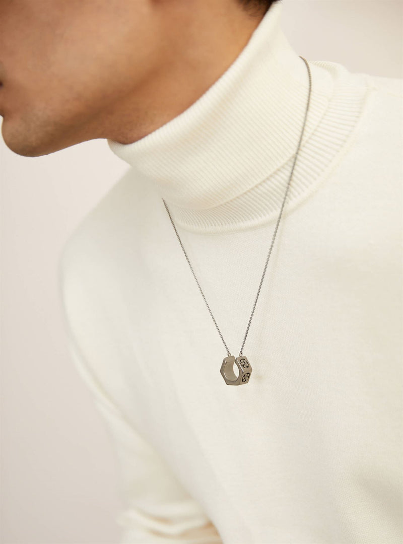 Outhouse   I   The Oh Poppi 2nd Avenue Bolt Drop Necklace - Gunmetal Brass, Gunmetal  Accessories OHAW21PE072 - Shop Cult Modern