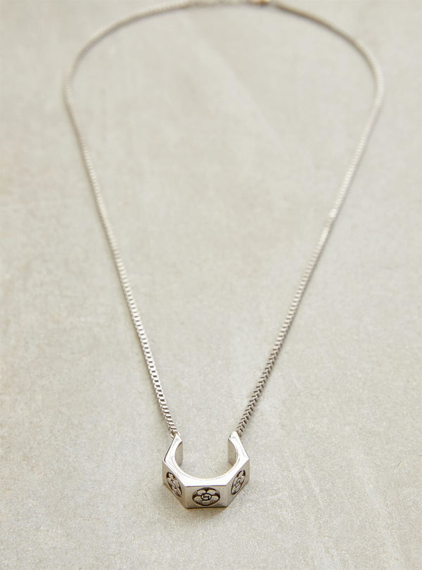 Outhouse   I   Poppi 4th Street Bolt Drop Necklace - Silver Brass, Silver Accessories OHAW21PE073 - Shop Cult Modern