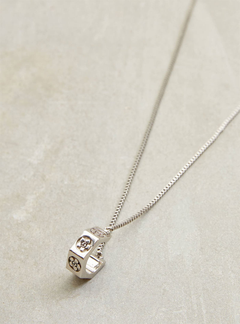 Outhouse   I   Poppi 4th Street Bolt Drop Necklace - Silver Brass, Silver Accessories OHAW21PE073 - Shop Cult Modern