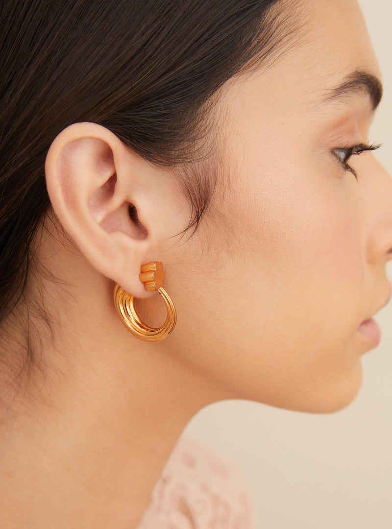 Outhouse   I   Oh Poppi Washington Street Tuscon Hoop Earrings Brass, Gold Accessories OHAW21SE041 - Shop Cult Modern
