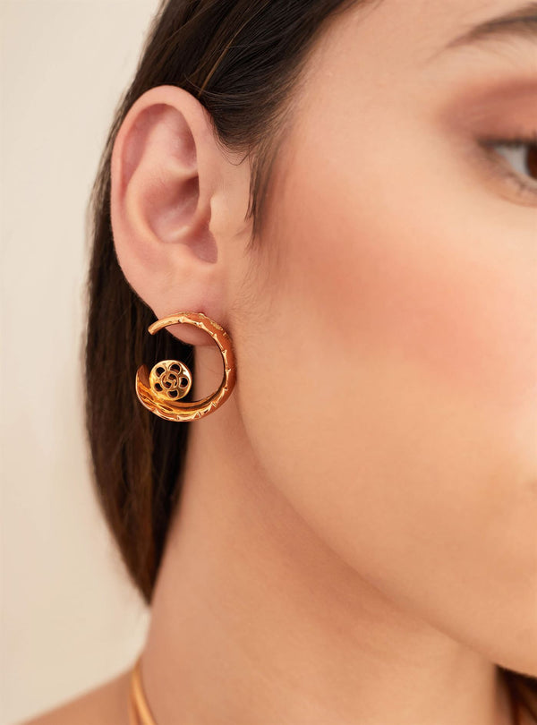 Outhouse   I   OH Calabasas Acuti Monogram Stud Earrings Brass Gold Accessories  OHAW21SE702 - Shop Cult Modern