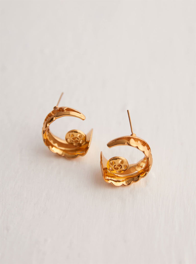 Outhouse   I   OH Calabasas Acuti Monogram Stud Earrings Brass Gold Accessories  OHAW21SE702 - Shop Cult Modern