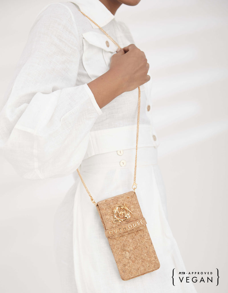 Outhouse   -   OH V Birdy The Oh V Birdy Phone Bag - Beige Cork - Shop Cult Modern