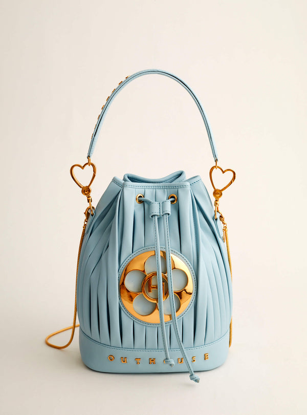 Outhouse   I   Oh Poppi Prince Street Bucket Bag in Powder Blue Vegan Leather Accessories OHBG21BB031 - Shop Cult Modern