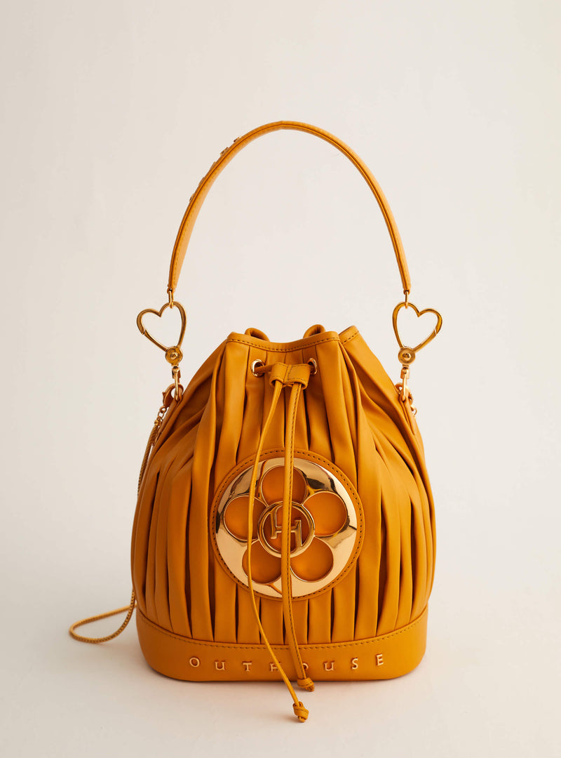 Outhouse   I   Oh Poppi St.Mark's Place Bucket Bag in Auker Yellow Vegan Leather Accessories OHBG21BB061 - Shop Cult Modern