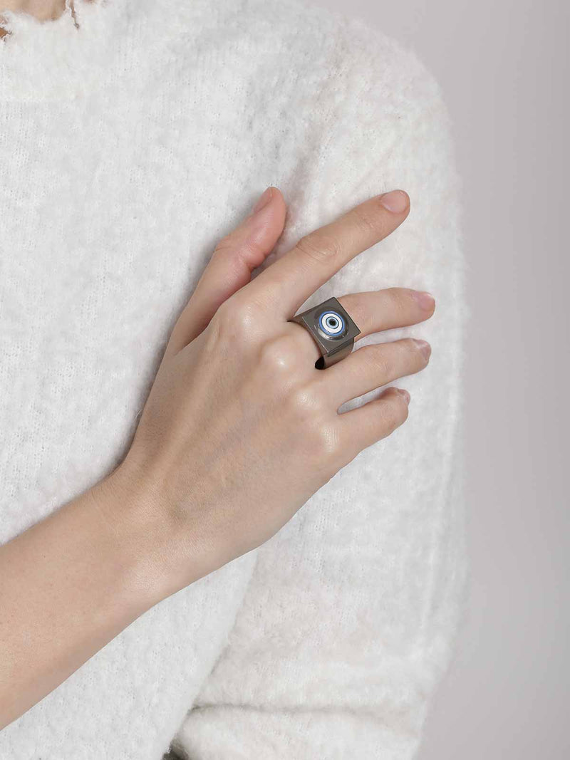 Outhouse   -   Eye Promise Protego Signet Ring In Gunmetal - Shop Cult Modern