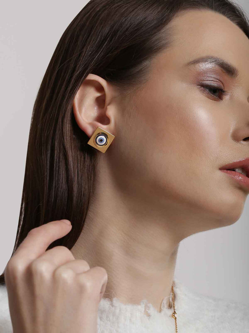 Outhouse   -   Eye Promise Protego Studs In Gold - Shop Cult Modern