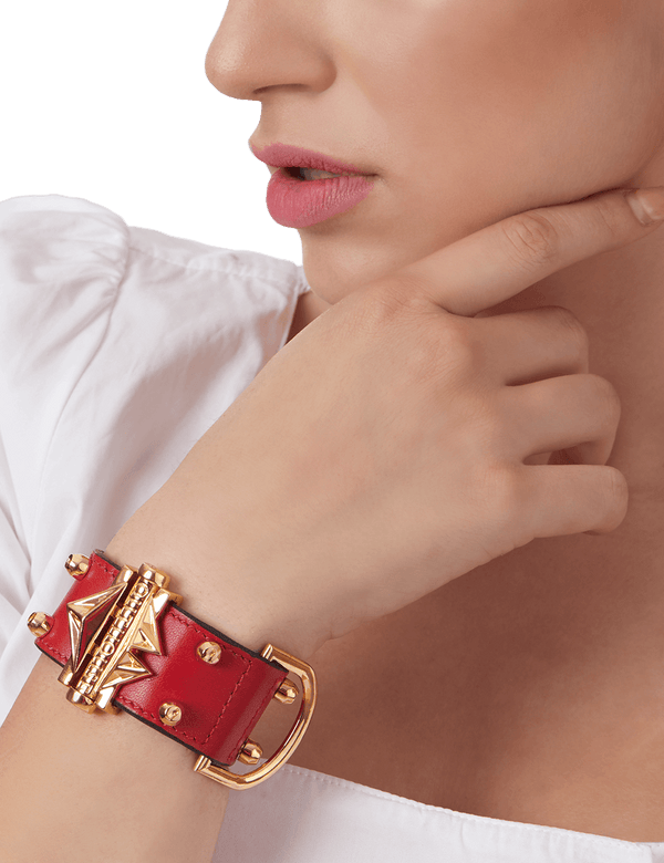 Outhouse   -   OH Series Geometric Lip Scarlet Studded Cuff - Shop Cult Modern