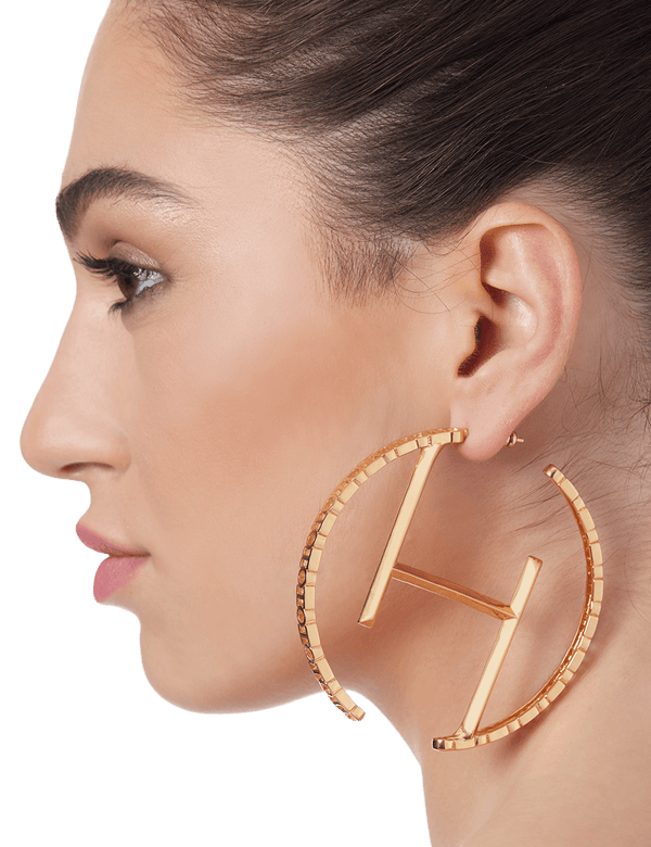 Outhouse   -   OH Series O.H Monogram Hoop Earrings - Shop Cult Modern