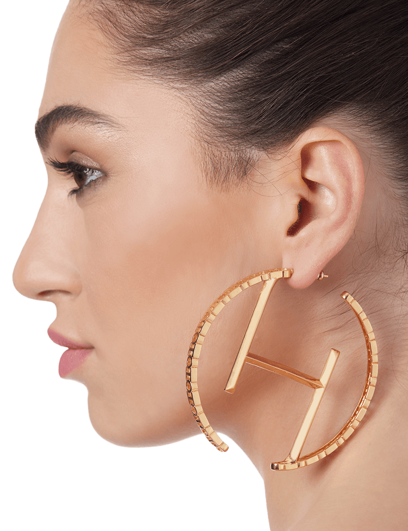 Outhouse   -   OH Series O.H Monogram Hoop Earrings - Shop Cult Modern