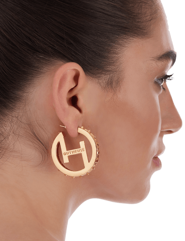 Outhouse   -   OH Series O.H Monogram Mini Hoop Earrings - Shop Cult Modern