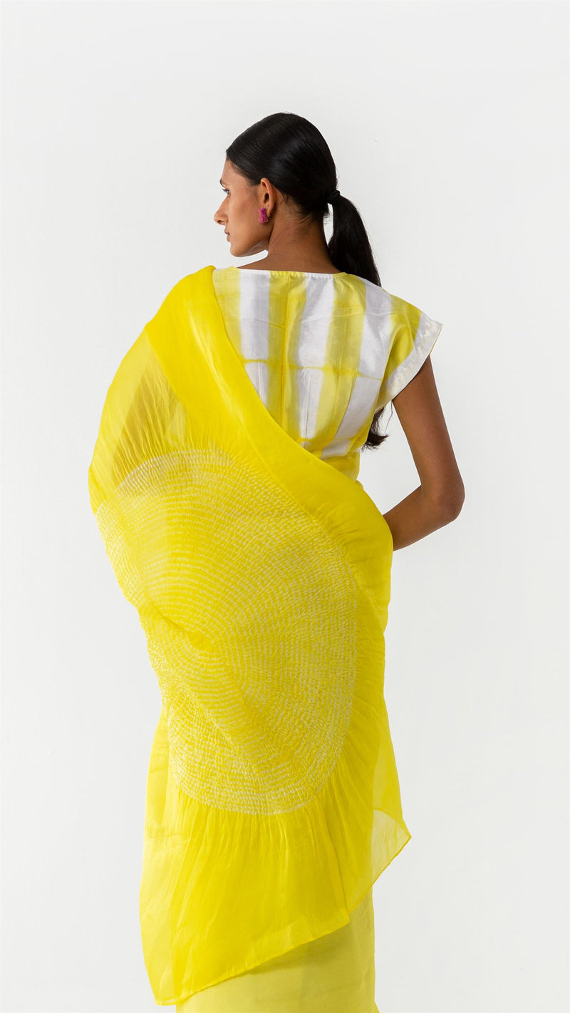 Studio Medium   I   Shibori Angelus ORBIT ORGANZA SAREE - YELLOWPOL 35 - Shop Cult Modern