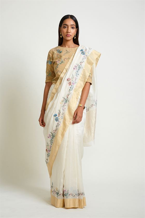 Payal Pratap   -   Rock Garden Magnolia Embroidered Saree - Shop Cult Modern