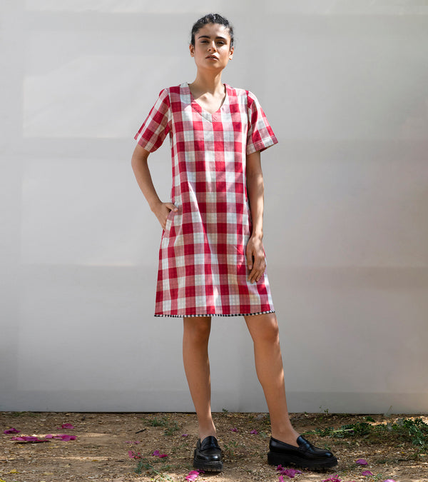 Khara Kapas Pin Cherry Shift Dress - Shop Cult Modern