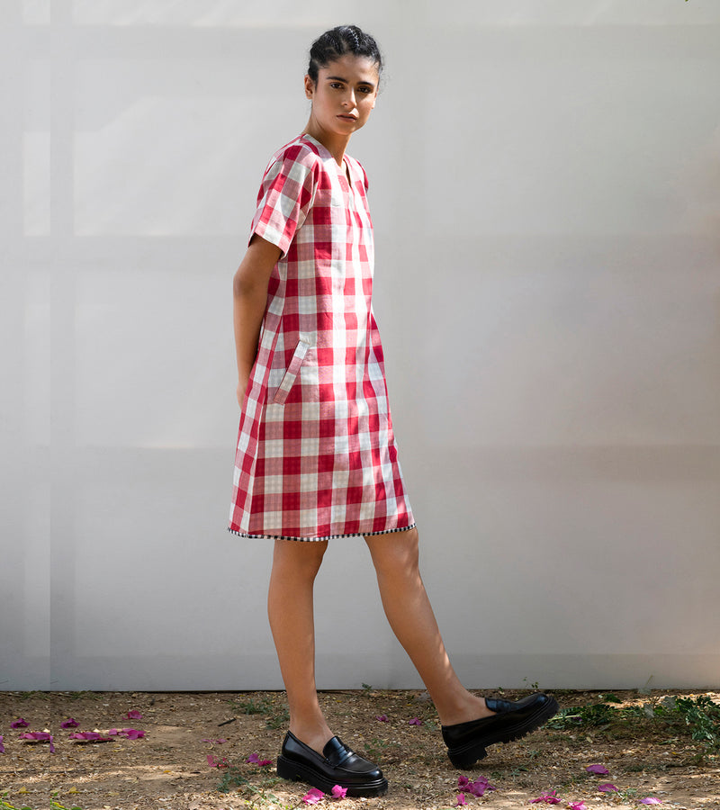 Khara Kapas Pin Cherry Shift Dress - Shop Cult Modern