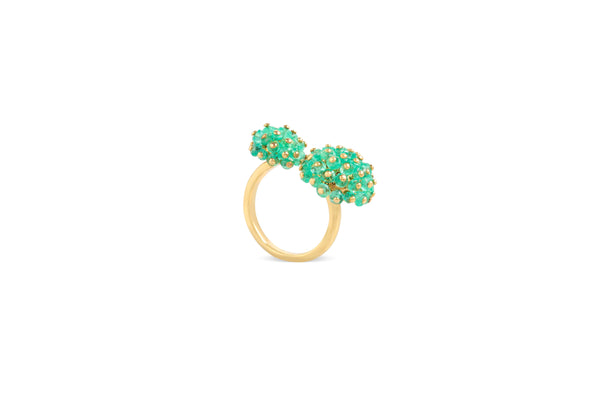 Studio Tara   I   Ring 18K Yellow Gold With Emerald Size 5.5Us, 16Mm And 12Mm Sphere  RI1641 - Shop Cult Modern