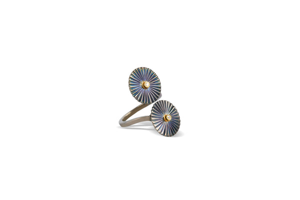 Studio Tara   I   18K Gold And Silver With Fvvs1 Diamonds Mulino Windmill Twisted Open Ring 14Mm Disk,  Ring Size : 6 Us  RI1647 - Shop Cult Modern