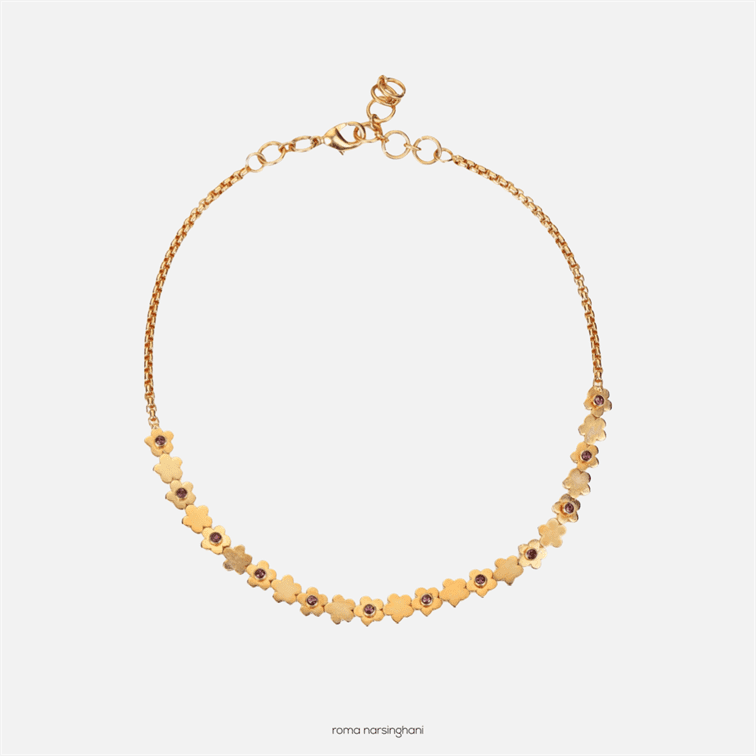 Roma Narsinghani Daisy Choker Choker The piece is set in brass, hand set with swarvoski in 18KT gold finesse. Each piece is unique and handcrafted by our artisans. RNLOVE14 - Shop Cult Modern