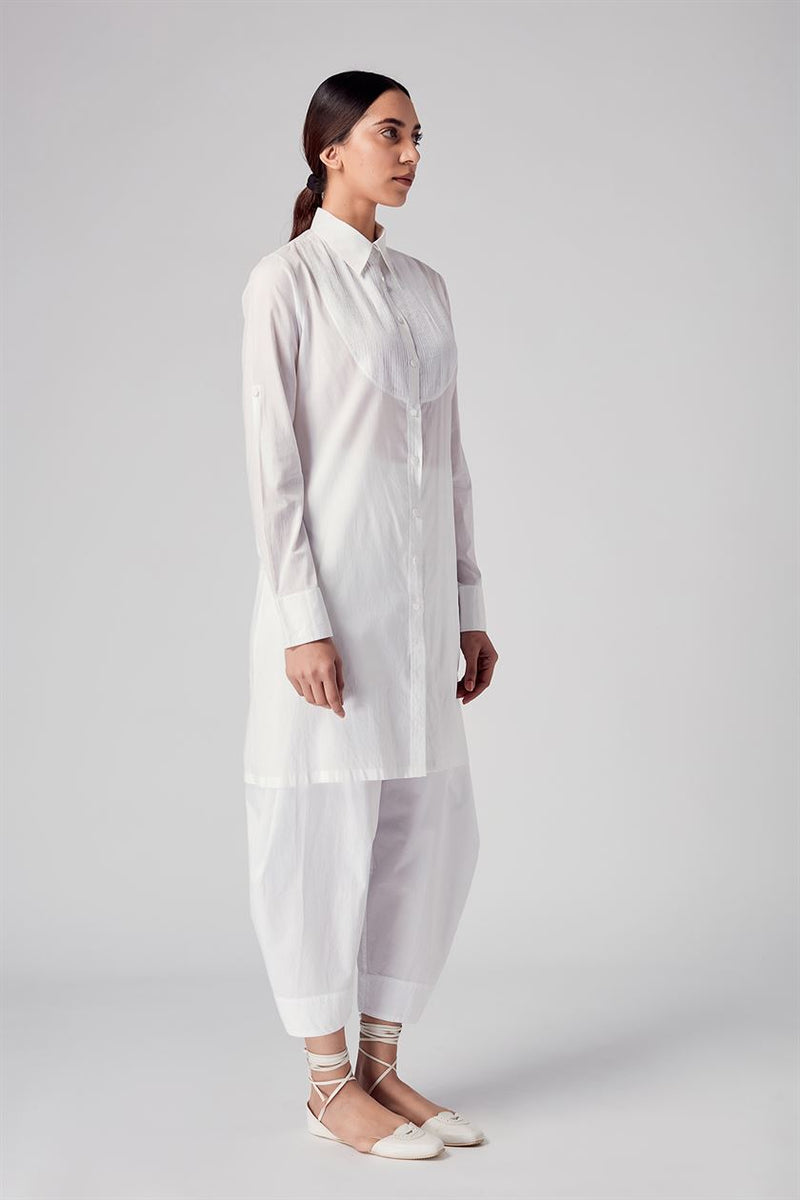 Rajesh Pratap Singh   I   Gagwana Pintuck Tunic   White  8TH-15  Women classic collection - Shop Cult Modern