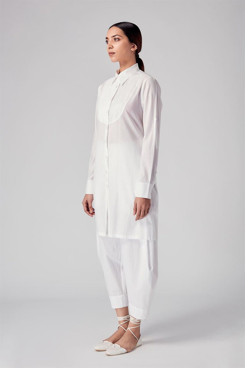 Rajesh Pratap Singh   I   Gagwana Pintuck Tunic   White  8TH-15  Women classic collection - Shop Cult Modern