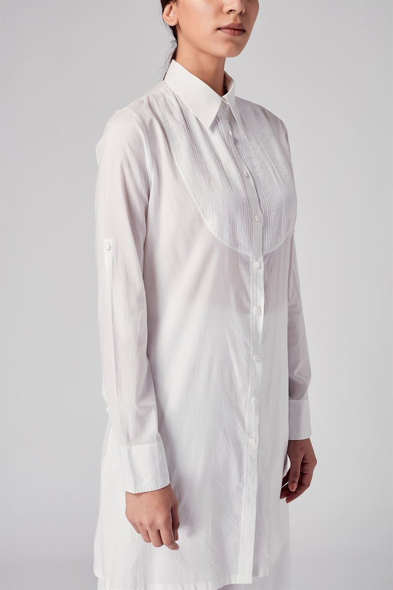 Rajesh Pratap Singh   I   Gagwana Pintuck Tunic   White  8TH-15  Women classic collection - Shop Cult Modern