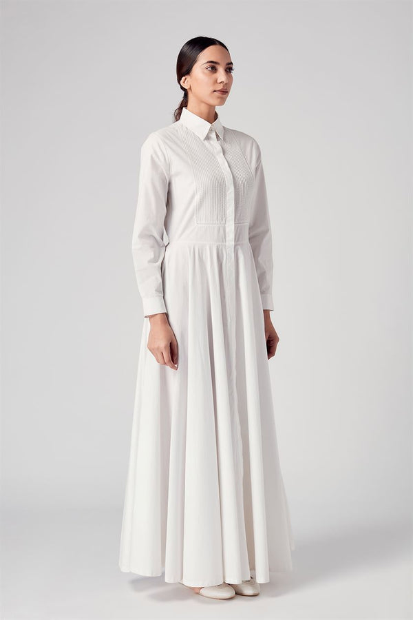 Rajesh Pratap Singh   I   Salara pintuck dress   White  4SC-13/1PP W  Women classic collection - Shop Cult Modern