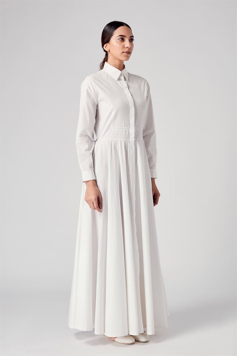 Rajesh Pratap Singh   I   Salara pintuck dress   White  4SC-13/1PP W  Women classic collection - Shop Cult Modern