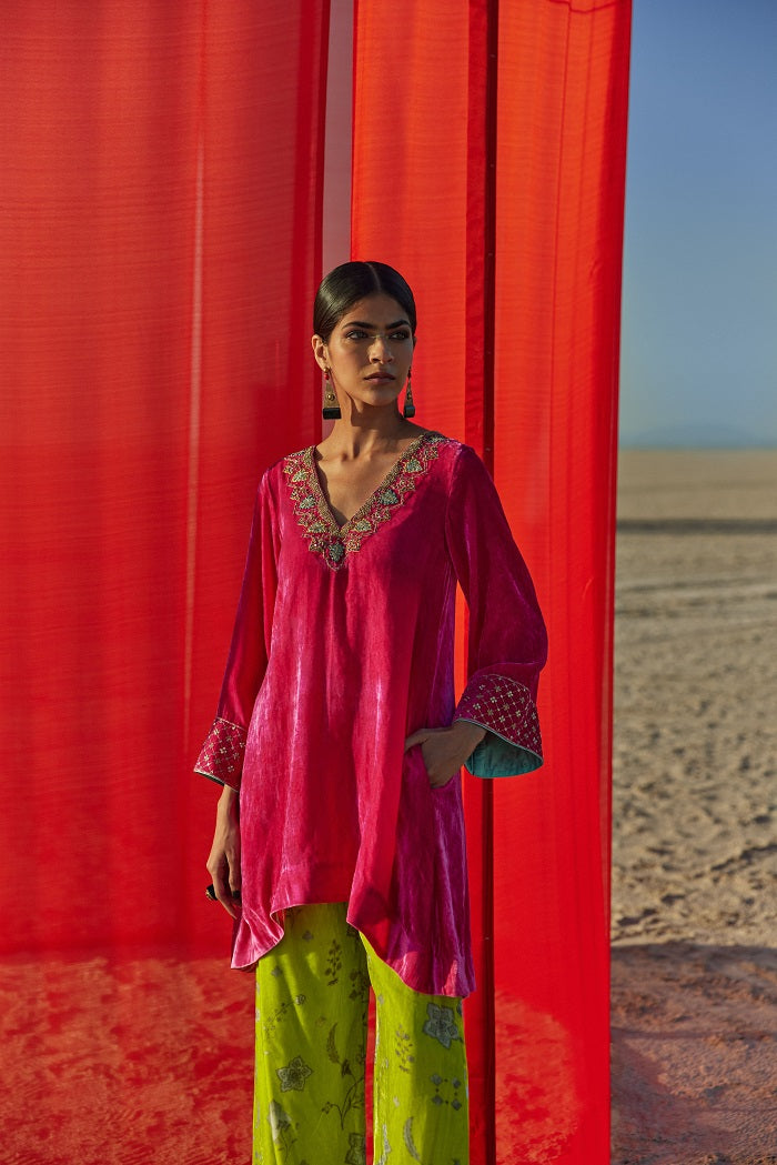Raji Ramniq   I   Fuchsia Lime Kurta Set We-109 - Shop Cult Modern