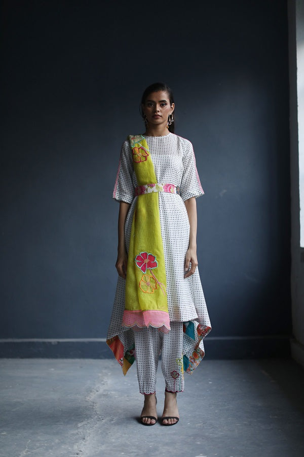 Raji Ramniq I Love To Dot I Cotton Silk Ensemble I Lime yellow I 101 - Shop Cult Modern