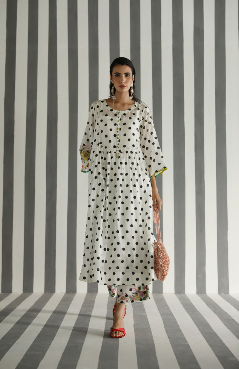 Raji Ramniq I Love To Dot I Cotton Silk Ensemble I Black and White Hot Pink I 114 - Shop Cult Modern